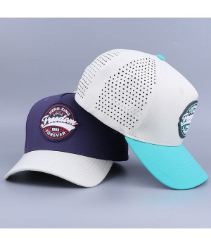 Customizable hats 5 Panel Wholesale Custom Laser Cut Baseball Caps Polyester Laser Cut Mesh Cap With Patch