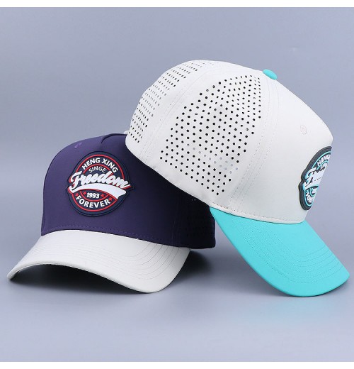 Customizable hats 5 Panel Wholesale Custom Laser Cut Baseball Caps Polyester Laser Cut Mesh Cap With Patch