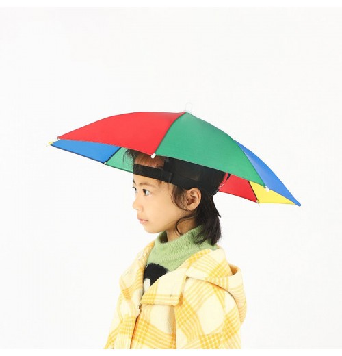 Wholesale Kids Sun Rain Fishing Umbrella Hat Foldable Outdoor Headwear Umbrella Hiking Camping Beach Cap Head Hats