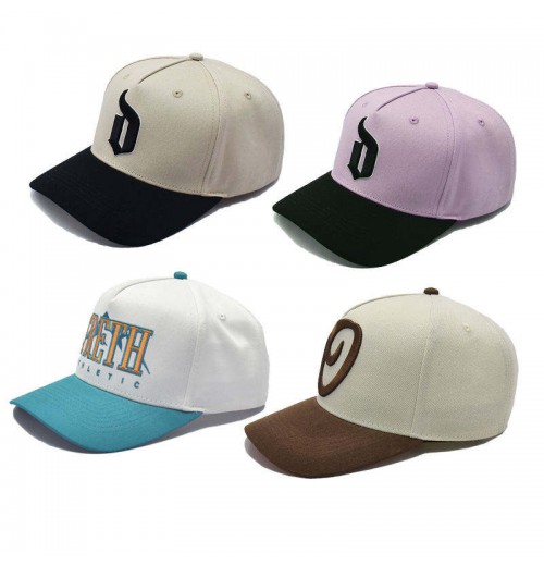 High Quality Custom 3D Embroidery Logo Contrast Color Classic Cotton Unstructured Two-Tone Baseball Cap 5 Panel Dad Hat