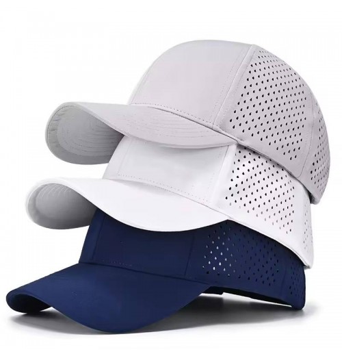 Blank Custom Logo Waterproof Running Hat Men Golf Hat Performance Sport Laser Cut Hole Perforated Trucker Baseball Cap