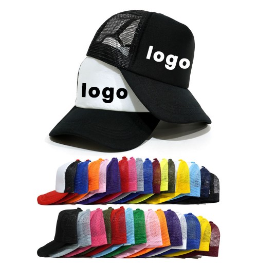 OEM 5 Panel Sport Cap Gorras Foam Mesh Trucker Hat Custom Logo Design Pattern 3D Embroidery Sublimation Print Promotional Hat