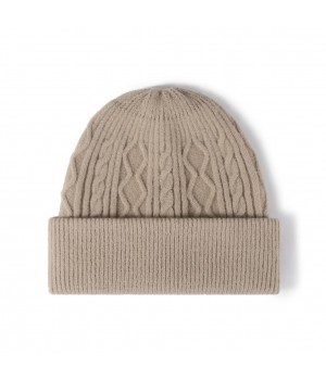 Wholesale High Quality Fur Knit Cap Jacquard Knitted Hat beanie